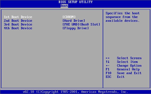 Seqüência de Boot no Setup